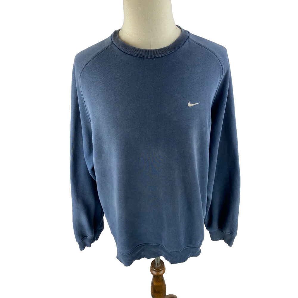 Nike Mens (Fits XL) Y2K 00s Small Check Swoosh Pullover Crewneck‎ Sweatshirt